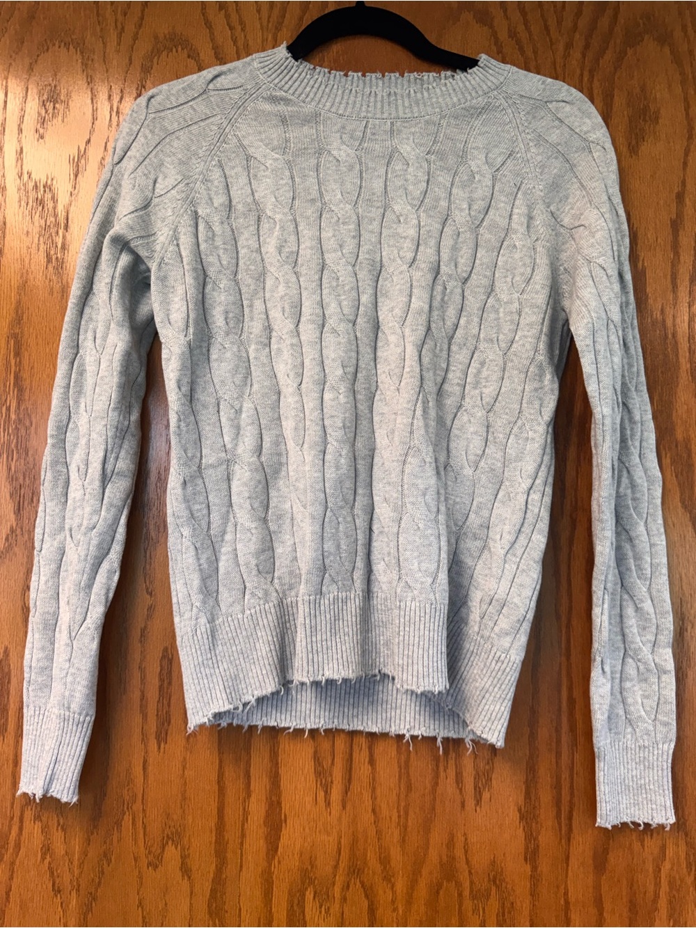 Minnie Rose Light Gray Cable Knit Cashmere Women's Sweater